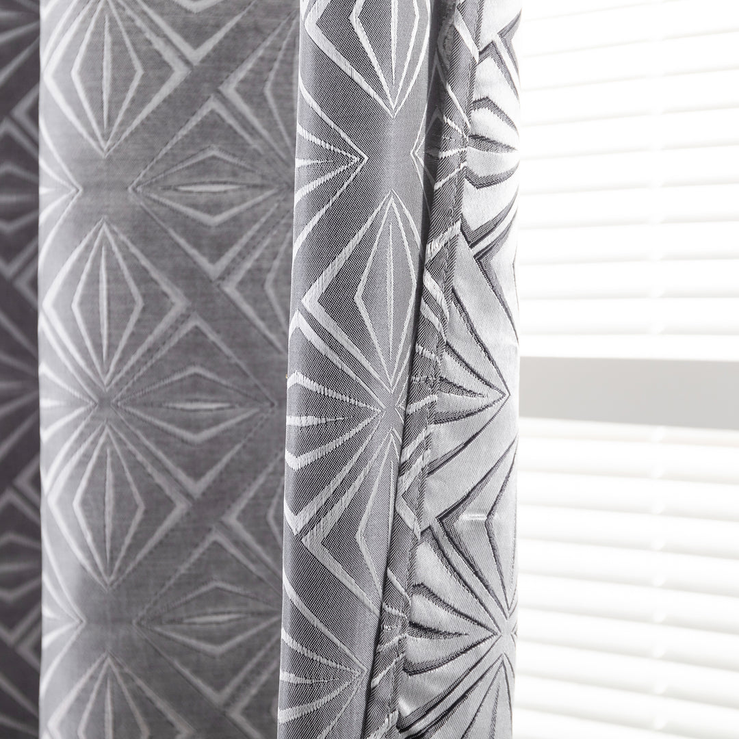 TENDA JACQUARD NERA SEMI OSCURANTE FANTASIA A ROMBI 1 PANNELLO 140X235CM