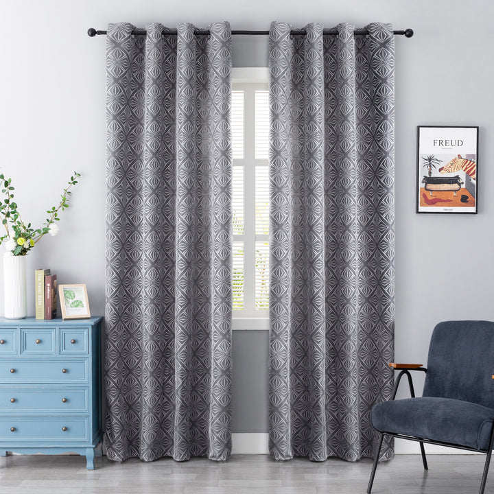 TENDA JACQUARD NERA SEMI OSCURANTE FANTASIA A ROMBI 1 PANNELLO 140X235CM