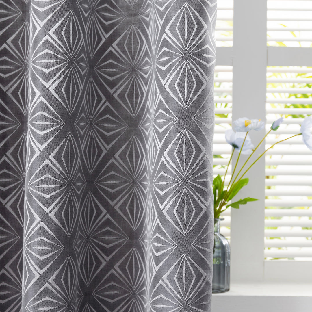 TENDA JACQUARD NERA SEMI OSCURANTE FANTASIA A ROMBI 1 PANNELLO 140X145CM