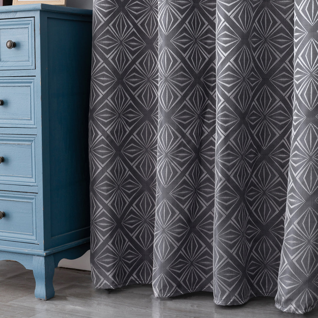 TENDA JACQUARD NERA SEMI OSCURANTE FANTASIA A ROMBI 1 PANNELLO 140X235CM