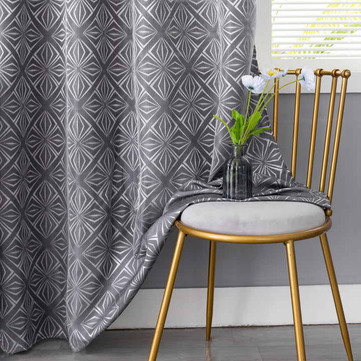 TENDA JACQUARD NERA SEMI OSCURANTE FANTASIA A ROMBI 1 PANNELLO 140X295CM
