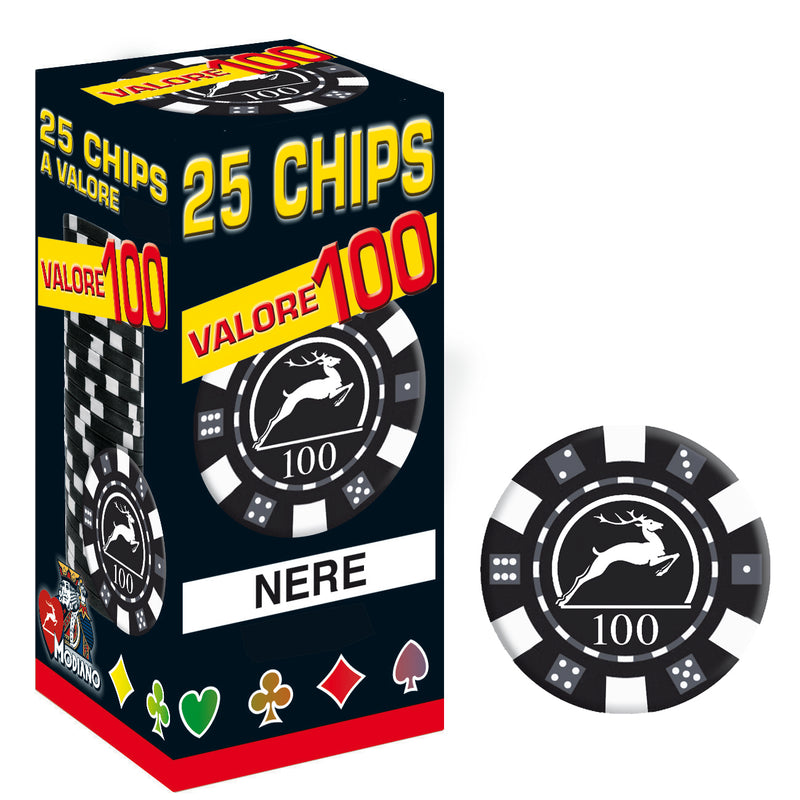 SET 25 CHIPS 14G VALORE 100 NERO