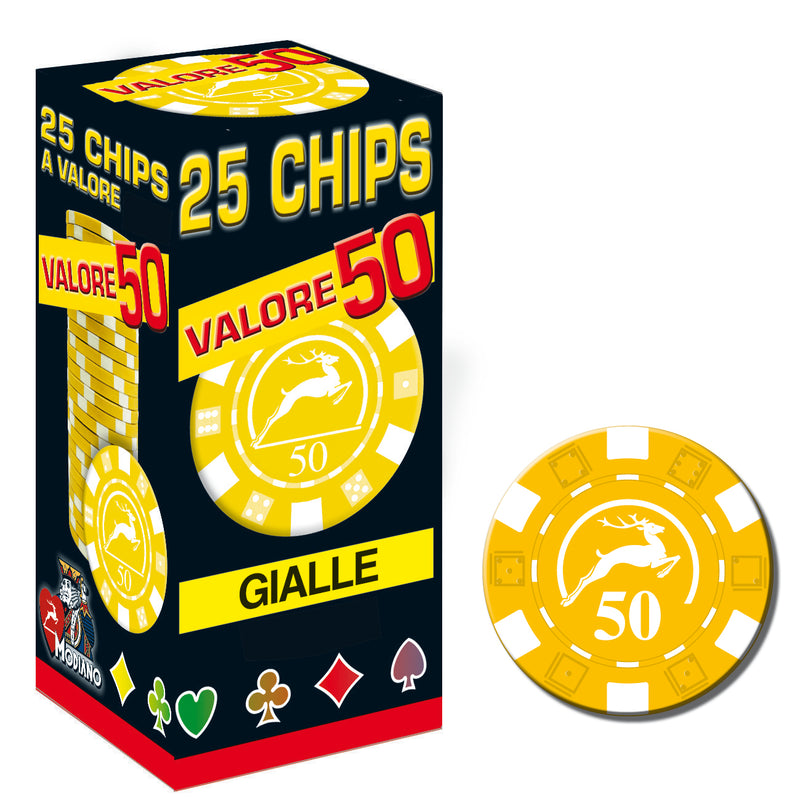 SET 25 CHIPS 14G VALORE 50 GIALLO