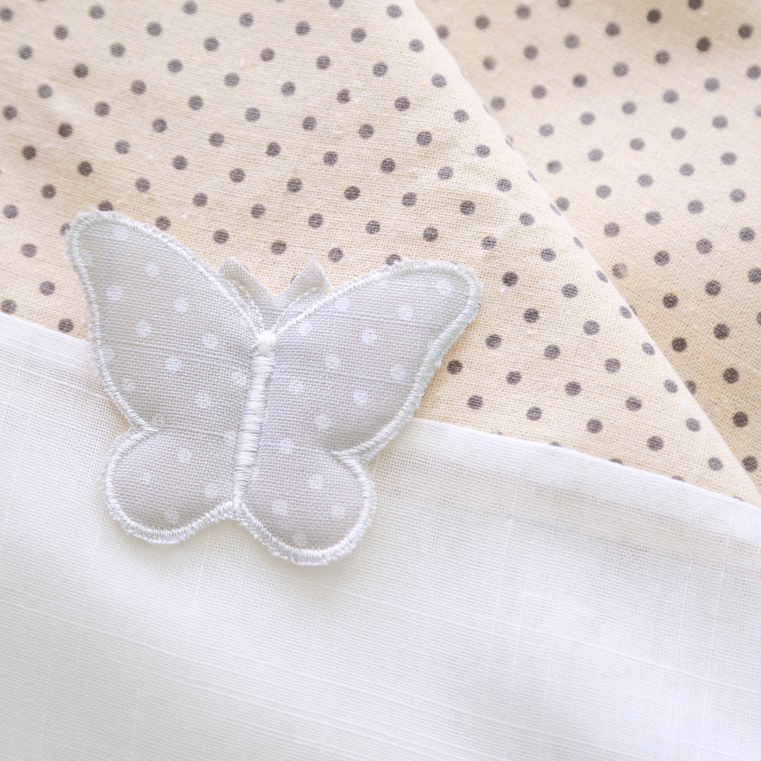 TENDA SHABBY CHIC MISTO COTONE CON FARFALLA IMBOTTITA 1 PANNELLO 140X275CM