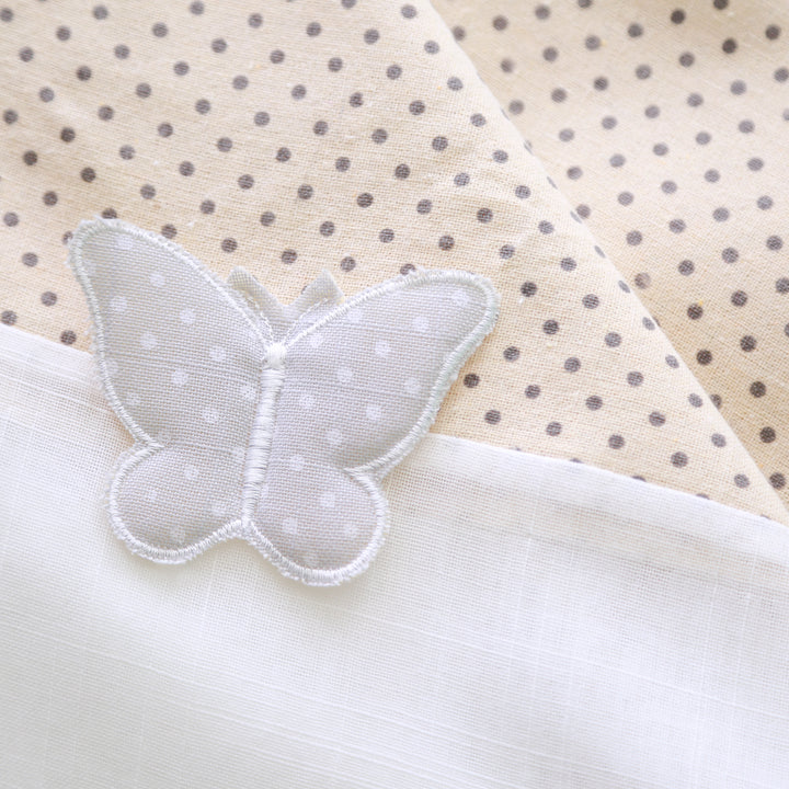 TENDA SHABBY CHIC MISTO COTONE CON FARFALLA IMBOTTITA 1 PANNELLO 140X275CM