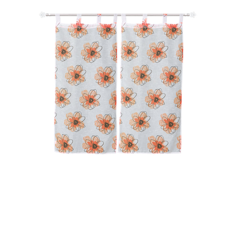 COPPIA TENDE SEMI TRASPARENTI EFFETTO LINO FANTASIA FIORI 2X70X145CM