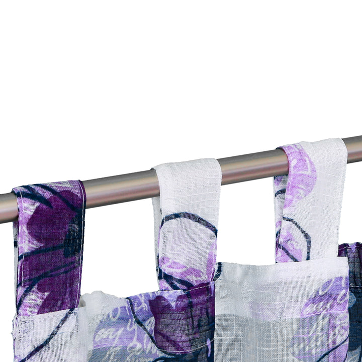 COPPIA TENDE SEMI TRASPARENTI EFFETTO LINO FANTASIA FIORI 2X70X145CM VIOLA