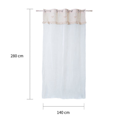 TENDA SHABBY CHIC MISTO LINO CON RICAMO CUORE 140X275CM