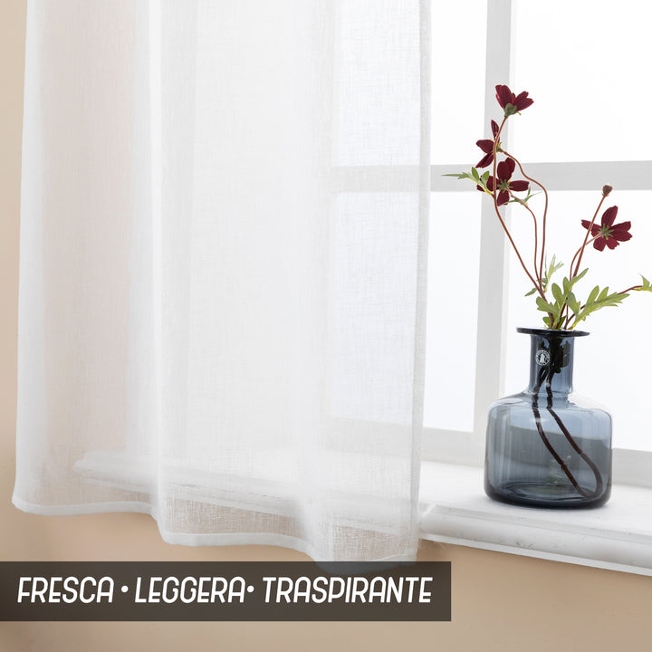 COPPIA TENDE ITACA FILTRANTI SIMIL LINO 2X55X150CM BIANCO
