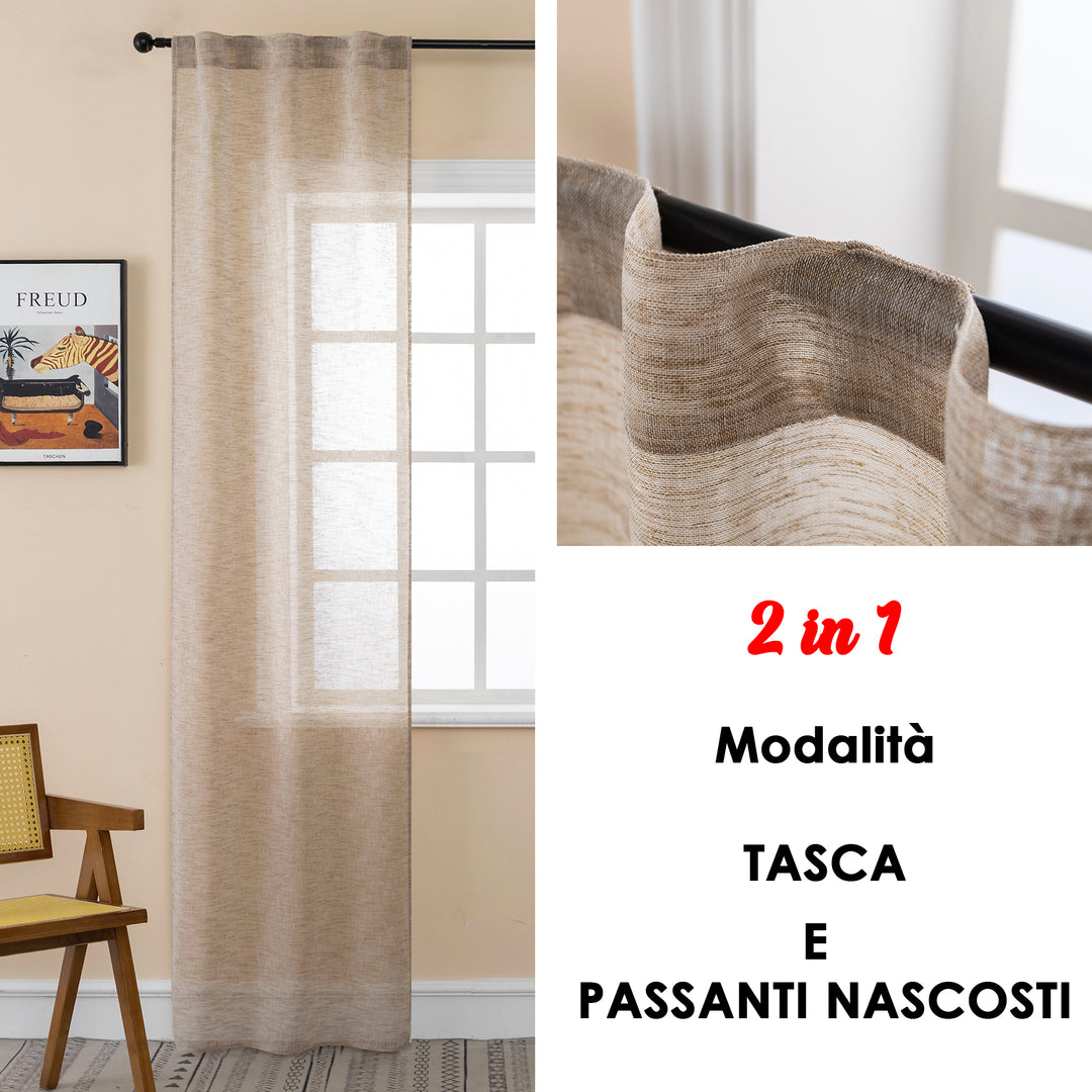 COPPIA TENDE ITACA FILTRANTI SIMIL LINO 2X70X240CM MAGGESE