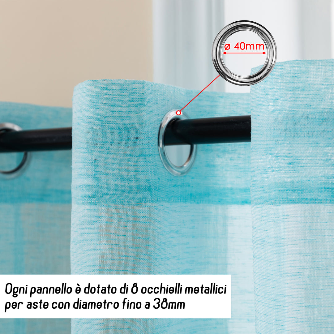 TENDA ITACA FILTRANTE SIMIL LINO 1 PANNELLO 140X240CM TURCHESE