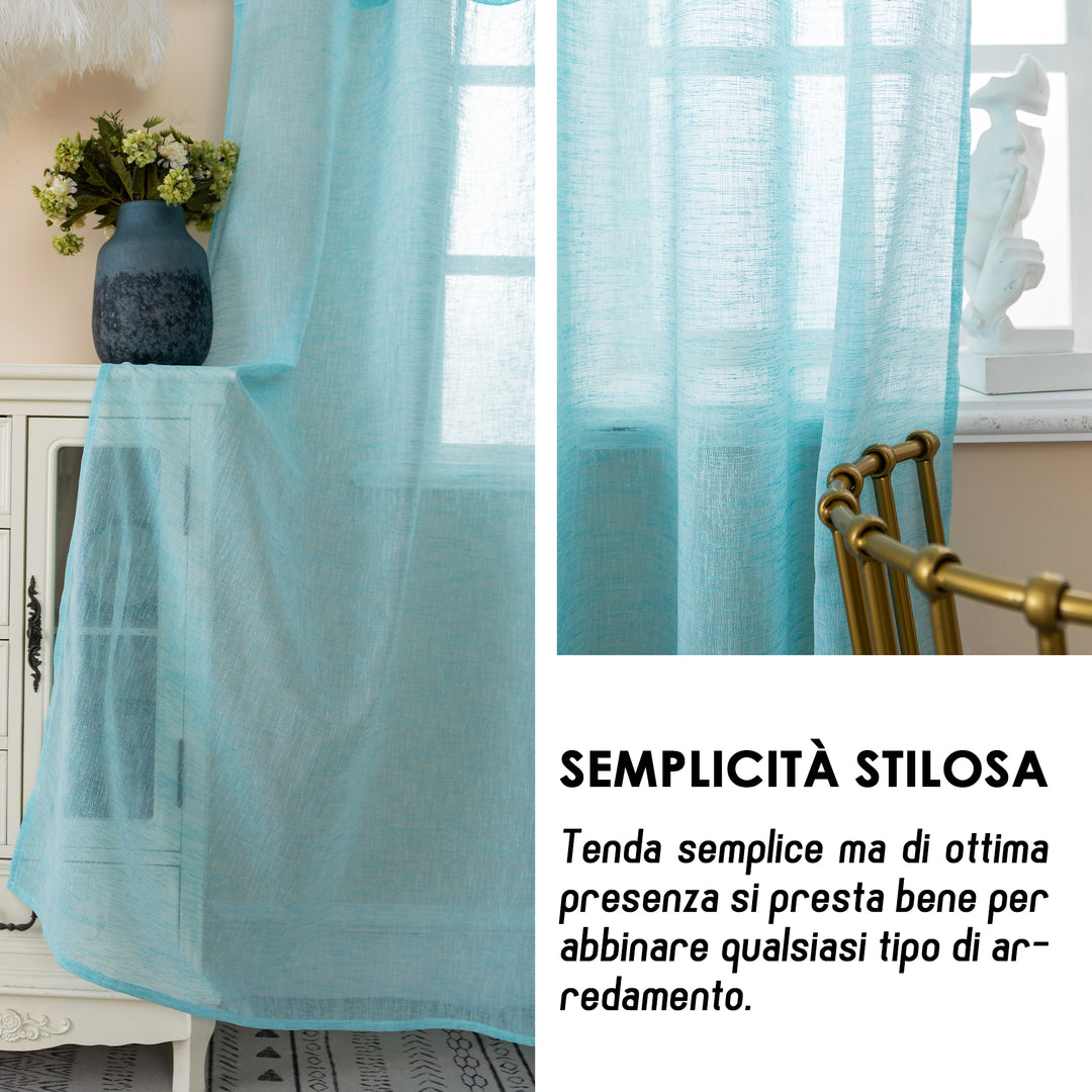 TENDA ITACA FILTRANTE SIMIL LINO 1 PANNELLO 140X240CM TURCHESE