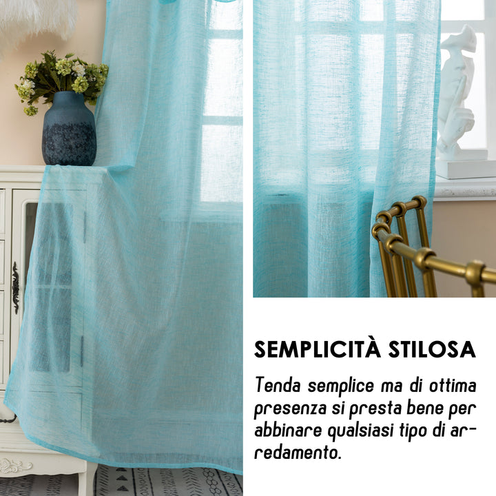 TENDA ITACA FILTRANTE SIMIL LINO 1 PANNELLO 140X240CM TURCHESE