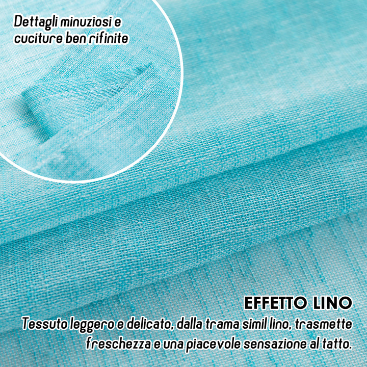 TENDA ITACA FILTRANTE SIMIL LINO 1 PANNELLO 140X290CM TURCHESE
