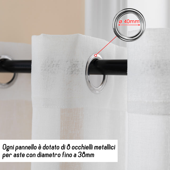 TENDA ITACA FILTRANTE SIMIL LINO 1 PANNELLO 140X150CM BIANCO