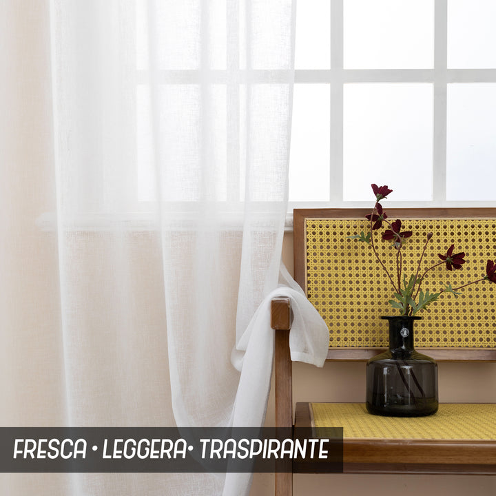 TENDA ITACA FILTRANTE SIMIL LINO 1 PANNELLO 140X240CM BIANCO