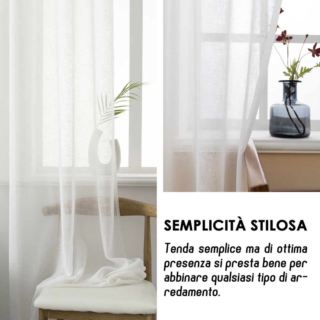 TENDA ITACA FILTRANTE SIMIL LINO 1 PANNELLO 140X240CM BIANCO
