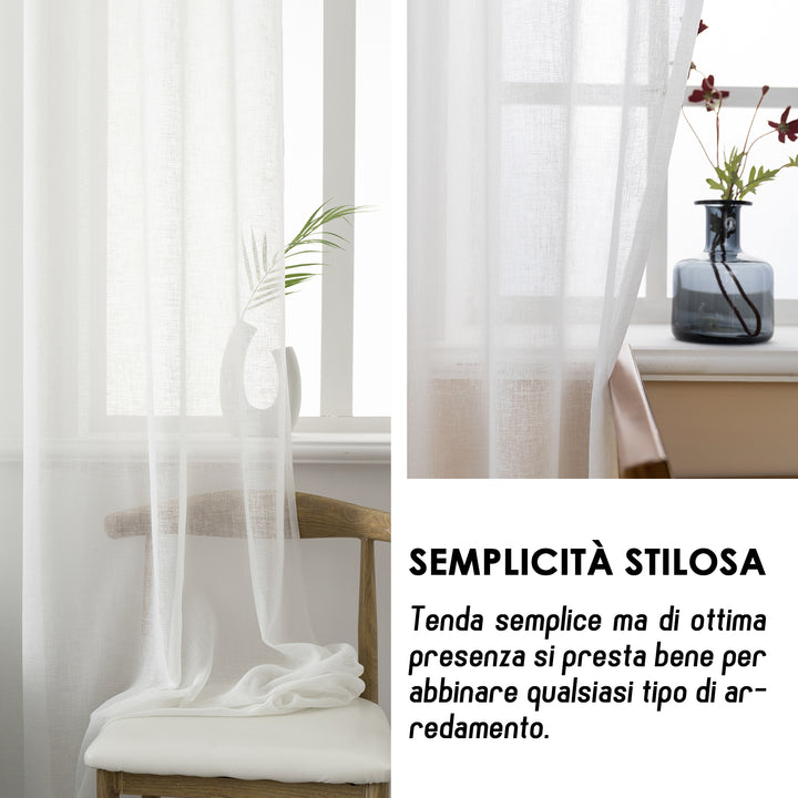 TENDA ITACA FILTRANTE SIMIL LINO 1 PANNELLO 140X290CM BIANCO