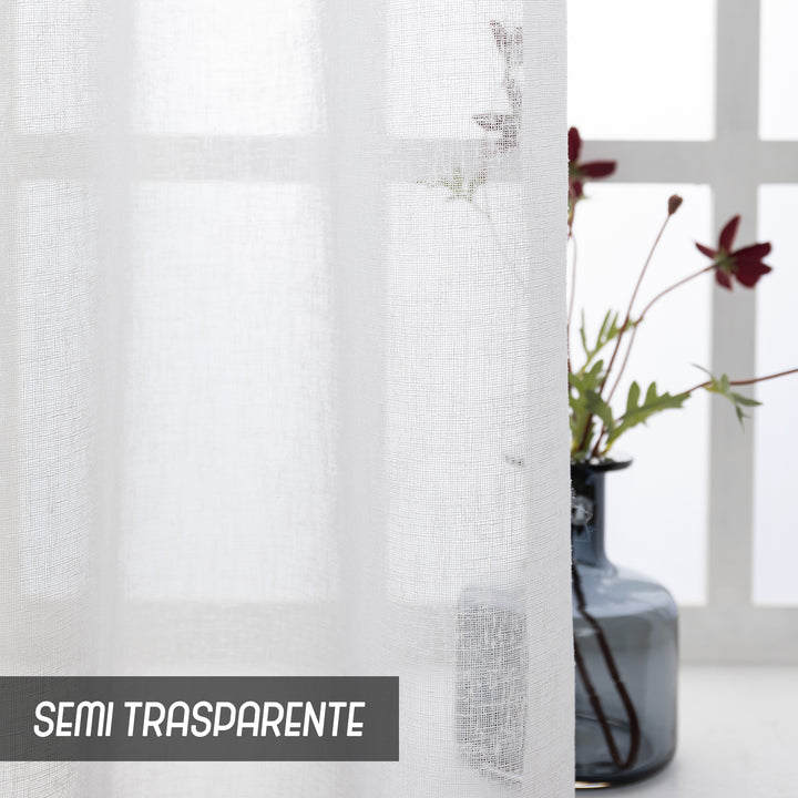 TENDA ITACA FILTRANTE SIMIL LINO 1 PANNELLO 140X150CM BIANCO