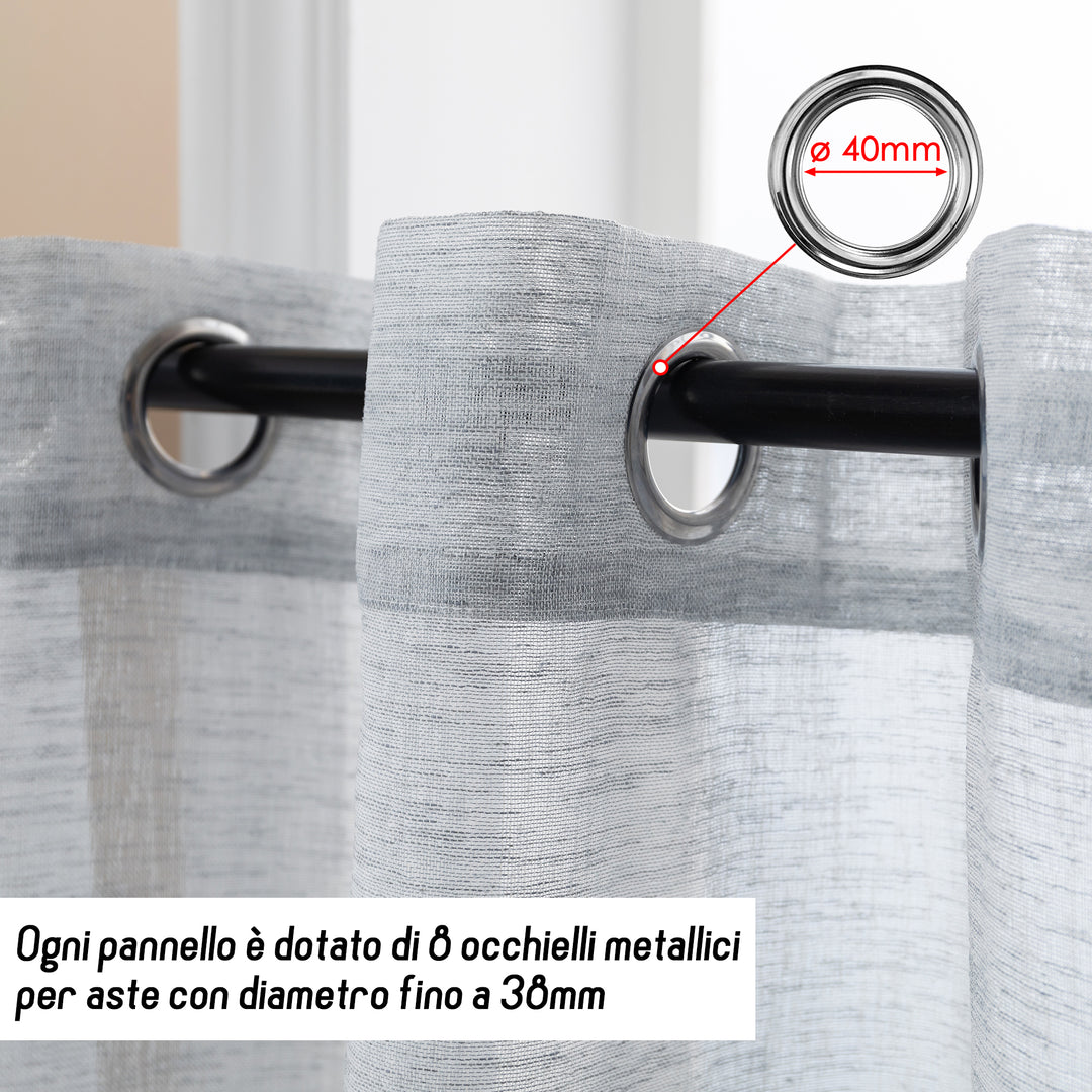 TENDA ITACA FILTRANTE SIMIL LINO 1 PANNELLO 140X290CM GRIGIO