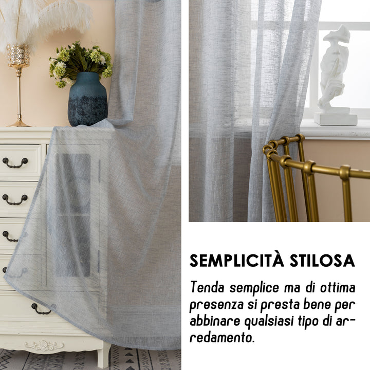 TENDA ITACA FILTRANTE SIMIL LINO 1 PANNELLO 140X150CM GRIGIO
