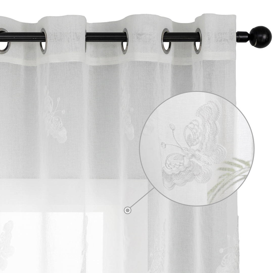 TENDA BIANCA FILTRANTE FANTASIA FARFALLE 1 PANNELLO 140X285CM BIANCO