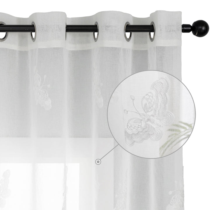 TENDA BIANCA FILTRANTE FANTASIA FARFALLE 1 PANNELLO 140X285CM BIANCO