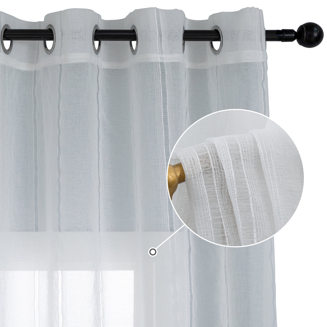 TENDA MYKONOS VOILE FILTRANTE A RIGHE 1 PANNELLO 140X285CM BIANCO
