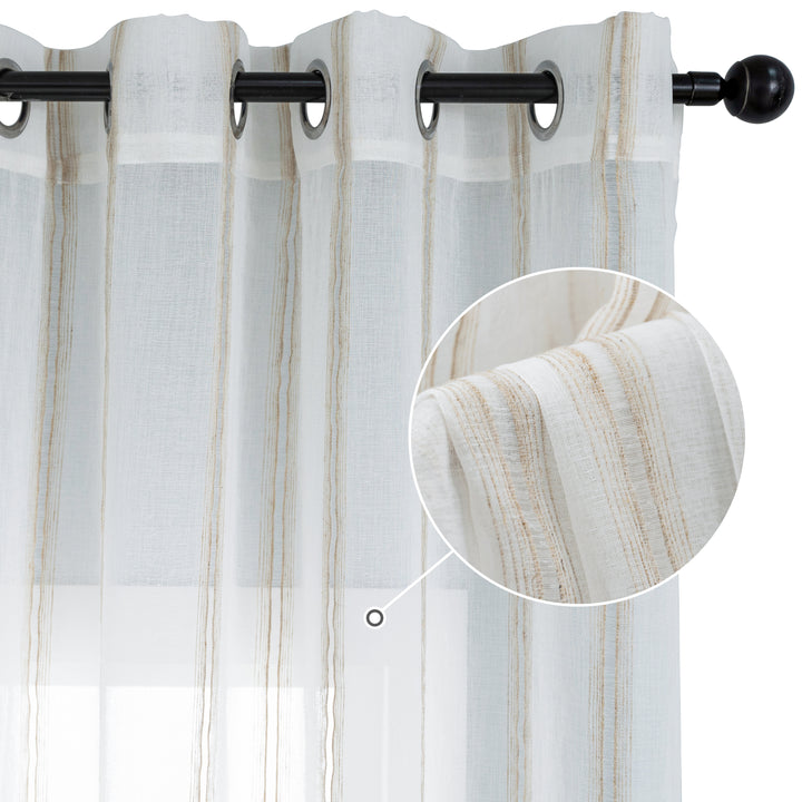 TENDA MYKONOS VOILE FILTRANTE A RIGHE 1 PANNELLO 140X285CM BEIGE