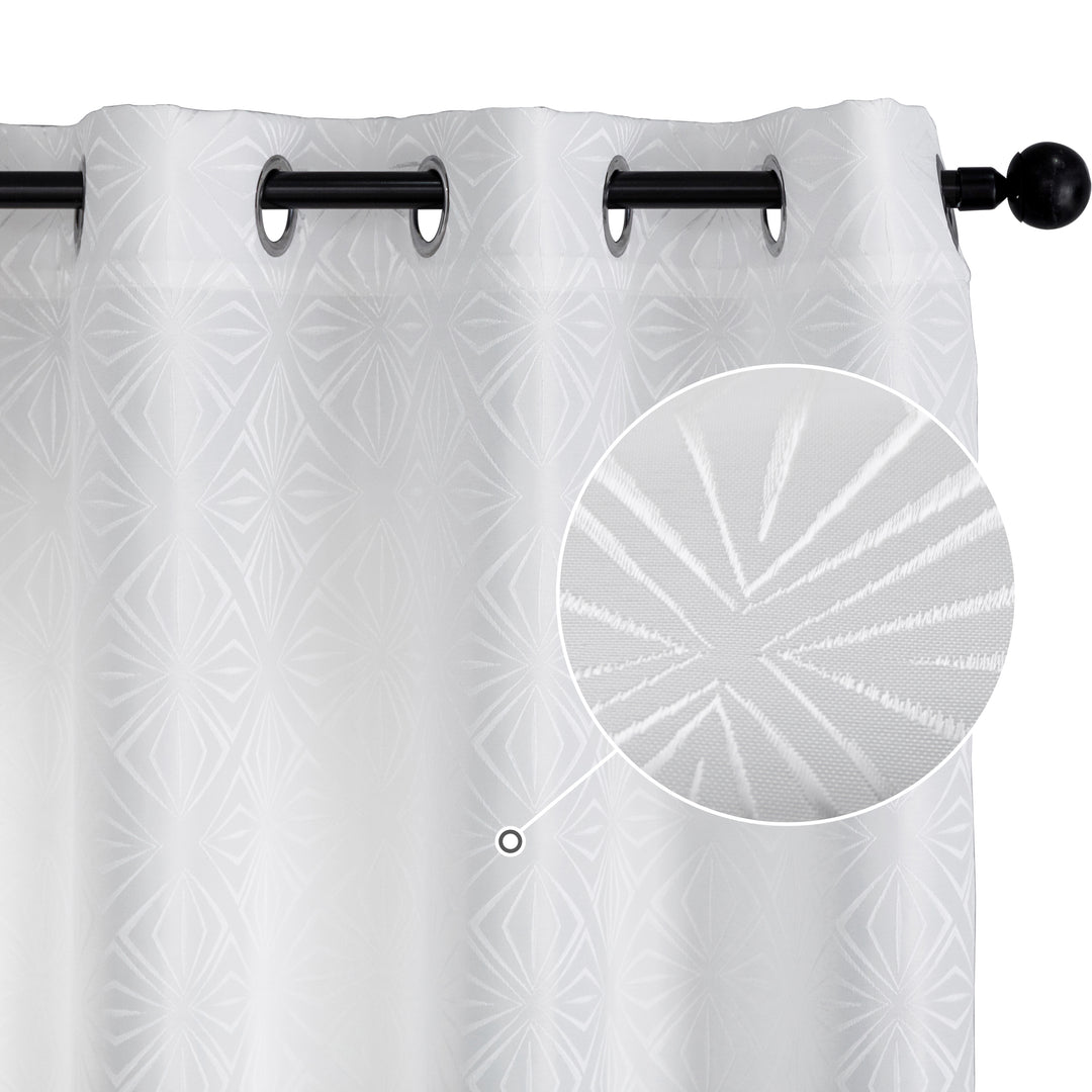 TENDA JACQUARD BIANCA SEMI OSCURANTE FANTASIA A ROMBI 1 PANNELLO 140X145CM