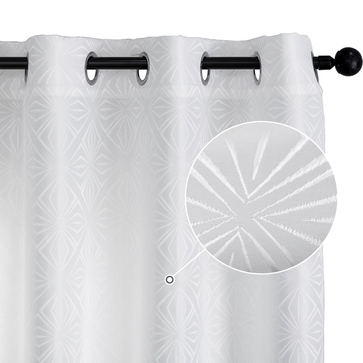 TENDA JACQUARD BIANCA SEMI OSCURANTE FANTASIA A ROMBI 1 PANNELLO 140X145CM