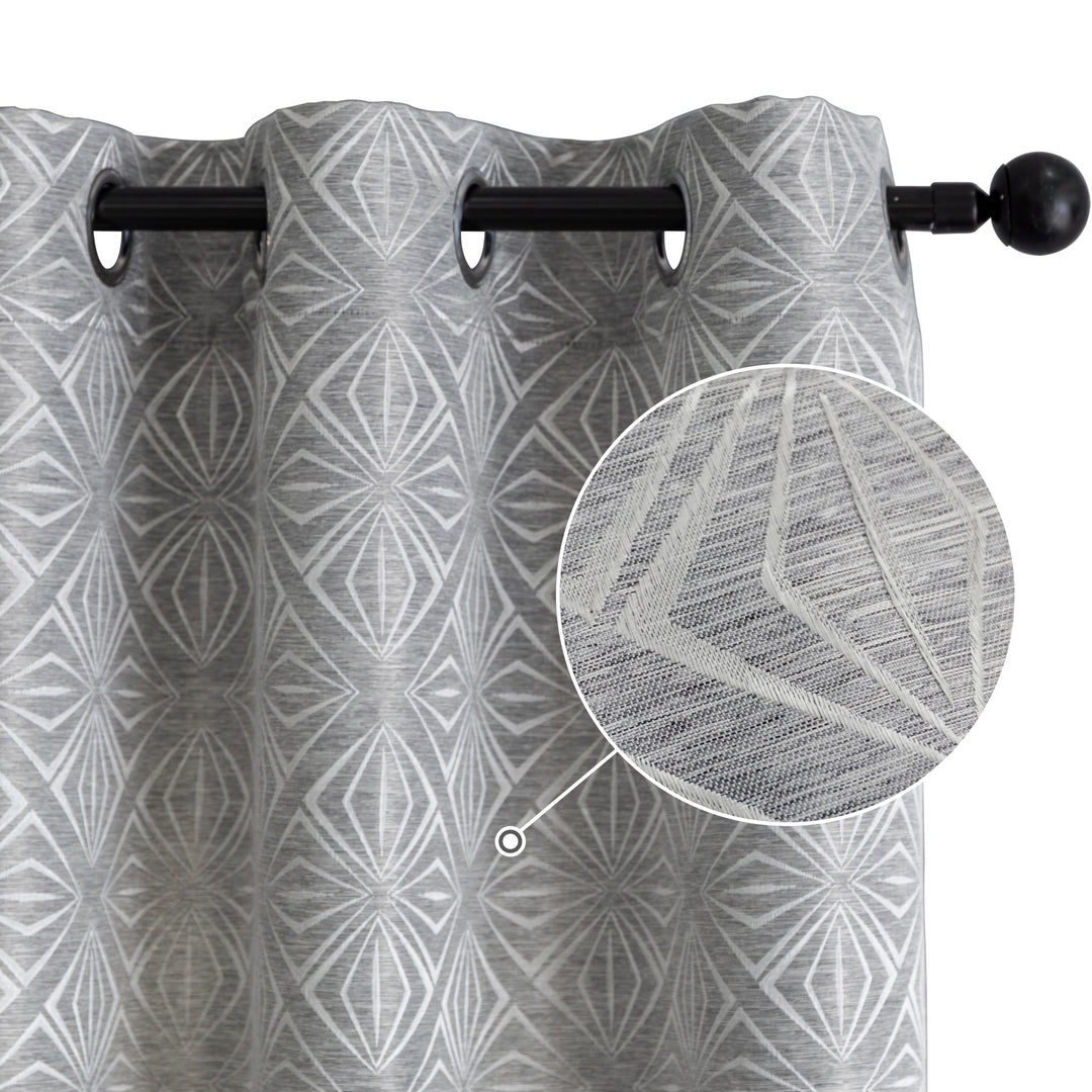 TENDA JACQUARD GRIGIA SEMI OSCURANTE FANTASIA A ROMBI 1 PANNELLO 140X145CM
