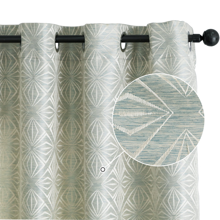 TENDA JACQUARD VERDE SEMI OSCURANTE FANTASIA A ROMBI 1 PANNELLO 140X145CM