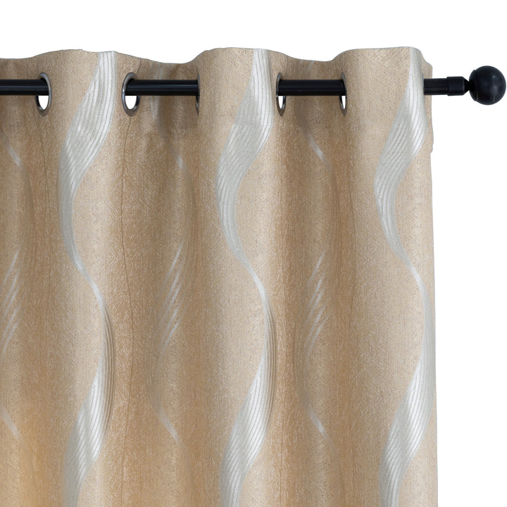 TENDA JACQUARD SEMI OSCURANTE FANTASIA ONDE MARE 1 PANNELLO 140X275CM BEIGE