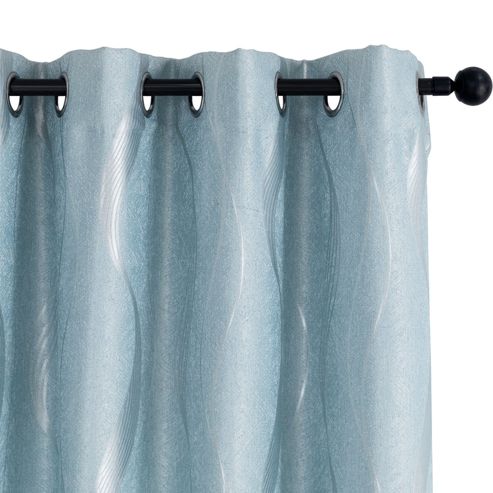 TENDA JACQUARD SEMI OSCURANTE FANTASIA ONDE MARE 1 PANNELLO 140X275CM CELESTE