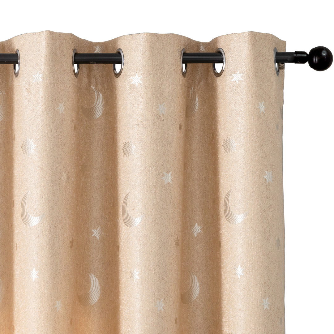 TENDA JACQUARD SEMI OSCURANTE FANTASIA LUNA E STELLE 1 PANNELLO 140X275CM BEIGE