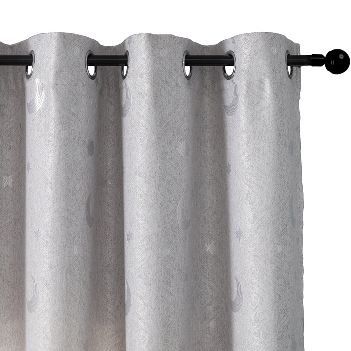 TENDA JACQUARD SEMI OSCURANTE FANTASIA LUNA E STELLE 1 PANNELLO 140X275CM GRIGIO
