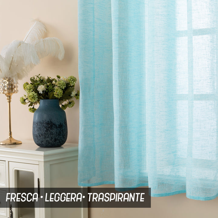 TENDA ITACA FILTRANTE SIMIL LINO 1 PANNELLO 140X150CM TURCHESE