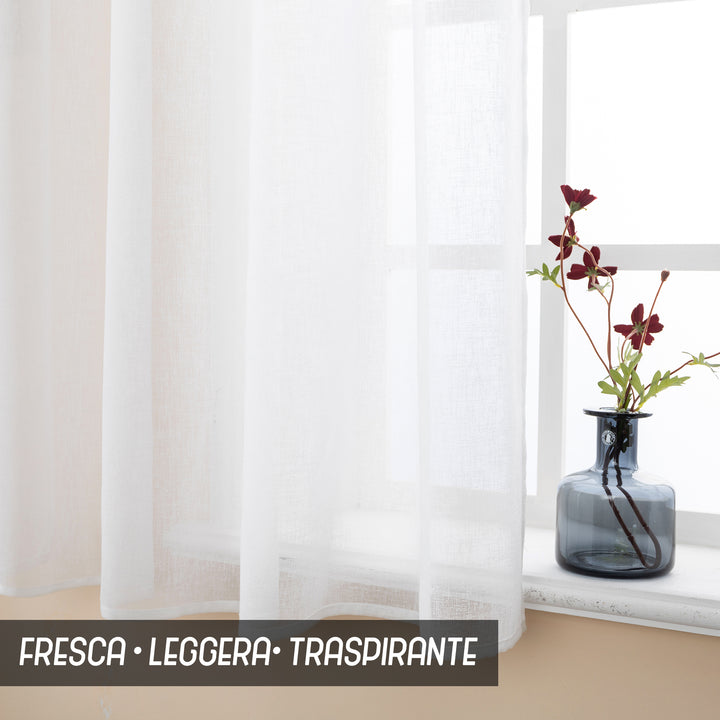 TENDA ITACA FILTRANTE SIMIL LINO 1 PANNELLO 140X150CM BIANCO
