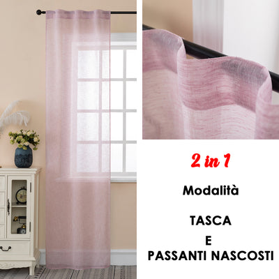 COPPIA TENDE ITACA FILTRANTI SIMIL LINO  2X70X240CM ROSA