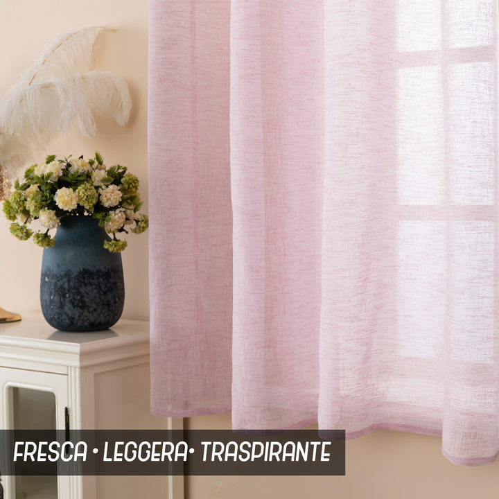 TENDA ITACA FILTRANTE SIMIL LINO 1 PANNELLO 140X150CM ROSA