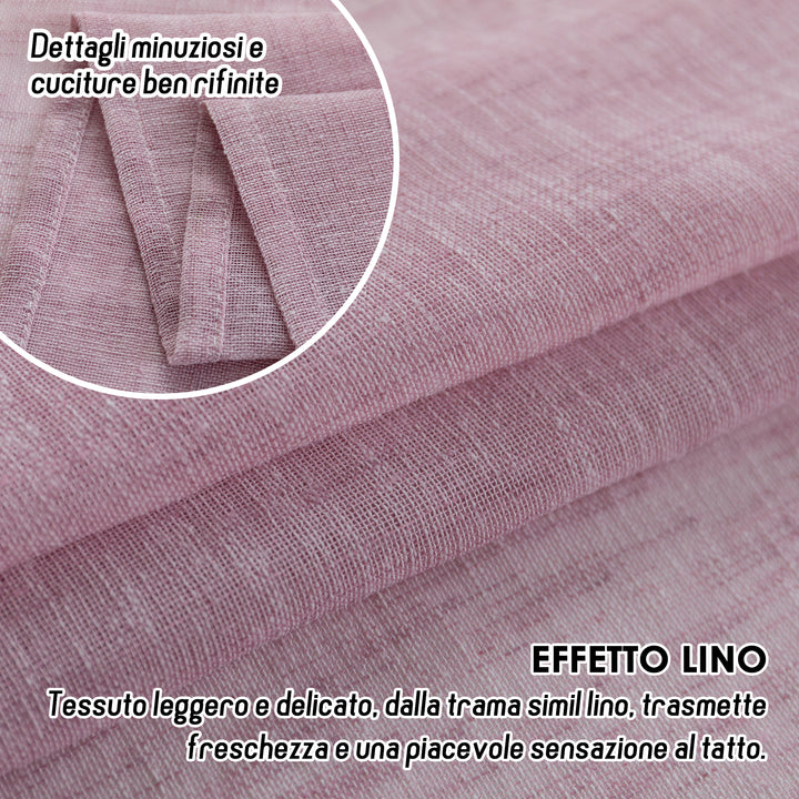 TENDA ITACA FILTRANTE SIMIL LINO 1 PANNELLO 140X290CM ROSSO PASTELLO