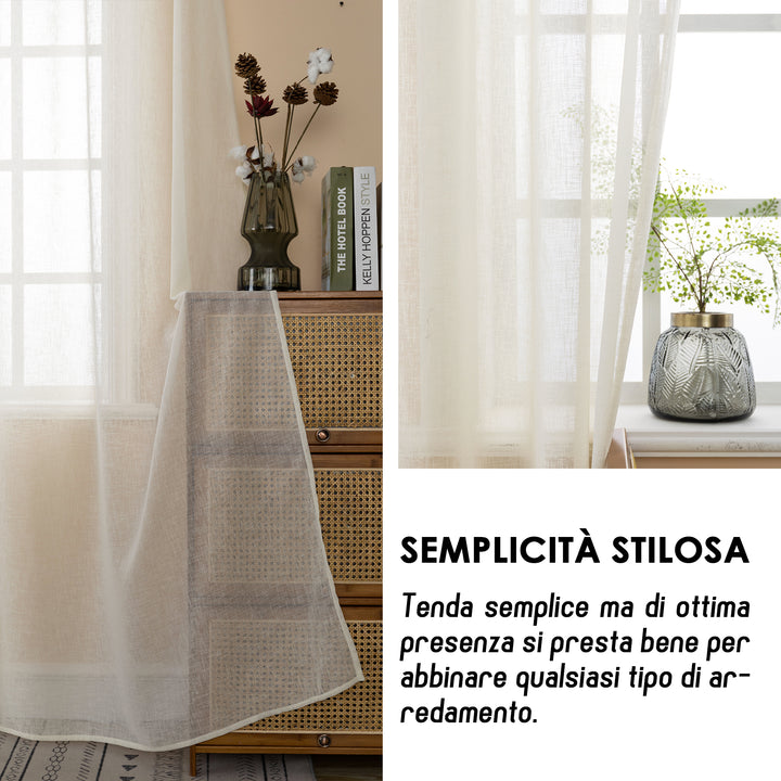TENDA ITACA FILTRANTE SIMIL LINO 1 PANNELLO 140X240CM PANNA