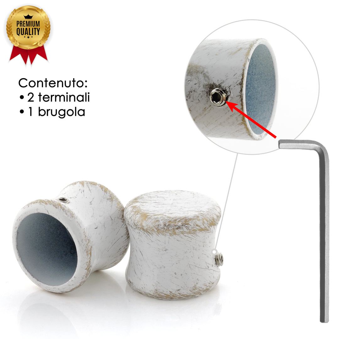 TERMINALE TAPPO 2PZ BIANCO E ORO