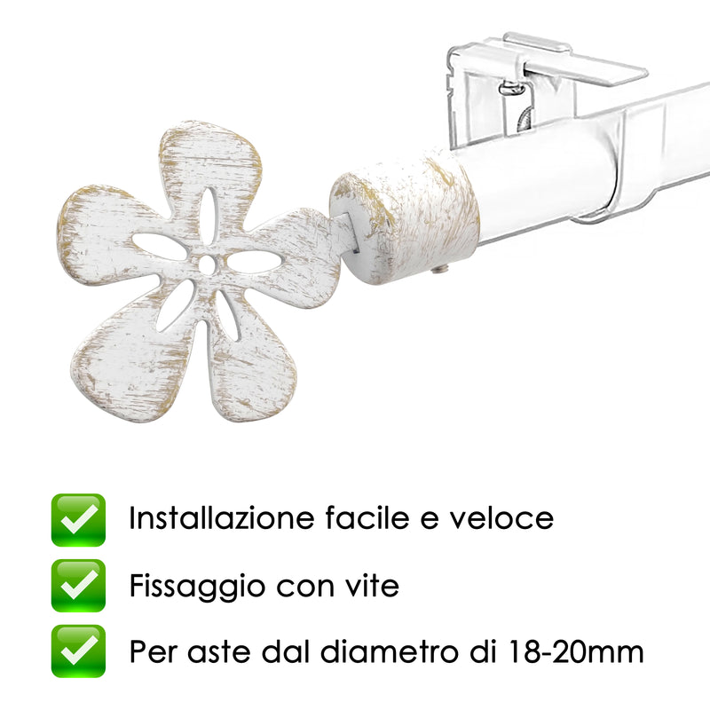 TERMINALE FIORE 2PZ BIANCO E ORO