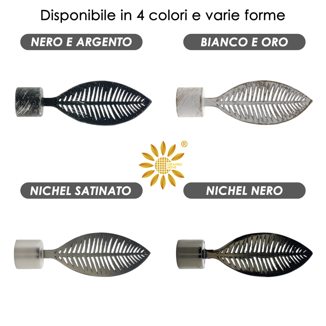 TERMINALE FOGLIA 2PZ NERO E ARGENTO