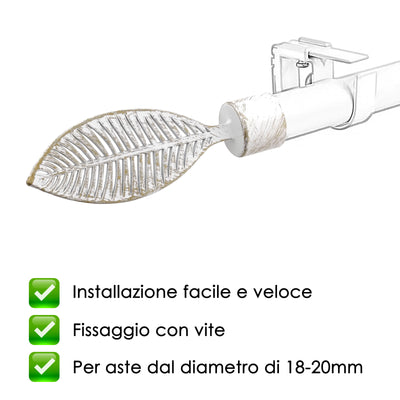 TERMINALE FOGLIA 2PZ BIANCO E ORO