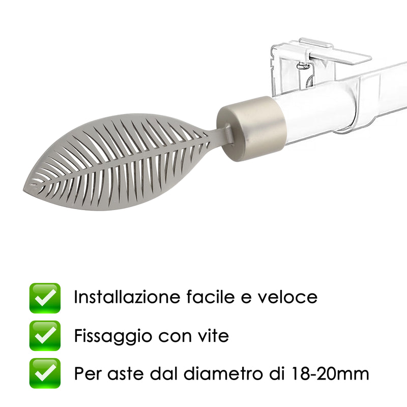 TERMINALE FOGLIA 2PZ NICHEL SATINATO