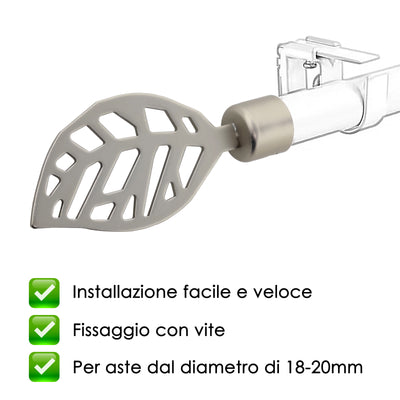 TERMINALE FOGLIA 2PZ NICHEL SATINATO