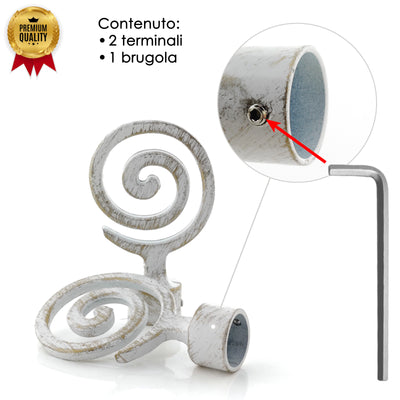 TERMINALE SPIRALE 2PZ BIANCO E ORO